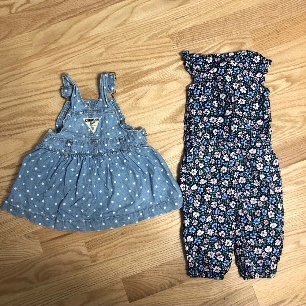 6 Month Girl Bundle Carter’s Floral Jumpsuit Denim Skirtall Skirt Overalls Baby